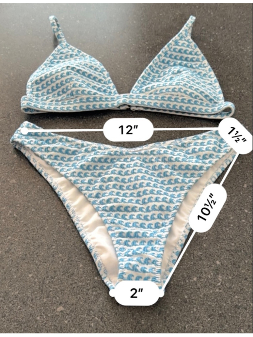 Seafolly Powder Blue & White Mesh Bikini Set size S - Picture 3 of 7